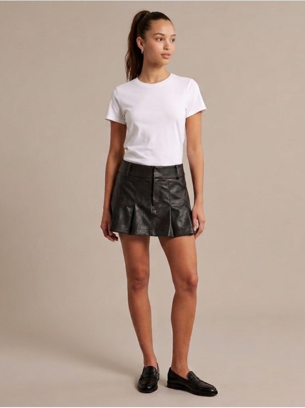 Princess Polly Black Faux Leather Pleated Mini Skirt